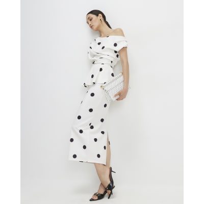 white peplum midi dress Diane Peplum Midi Bodycon Dress S: 2-4 / White at Rebdolls