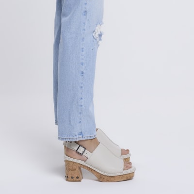 River island store white platform sandals