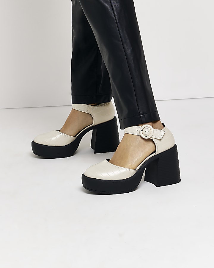 White platform mary jane shoes
