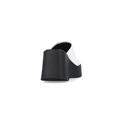 360 degree animation of product White platform mules frame-10