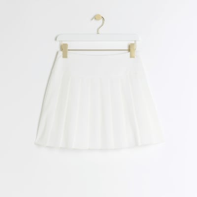 River island white pleated skirt sales