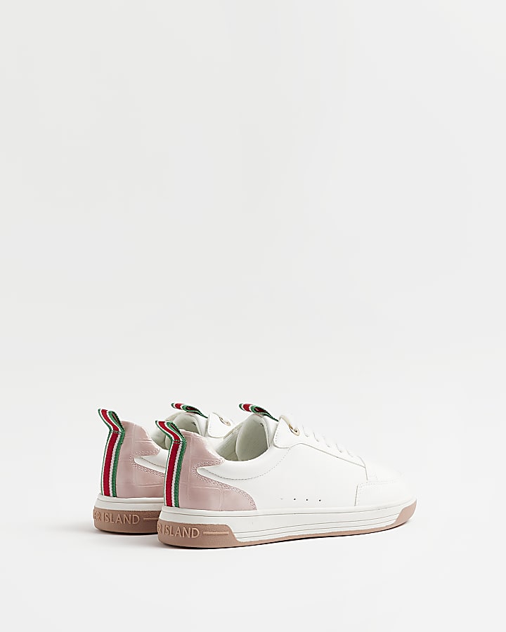 White plimsole lace up trainers