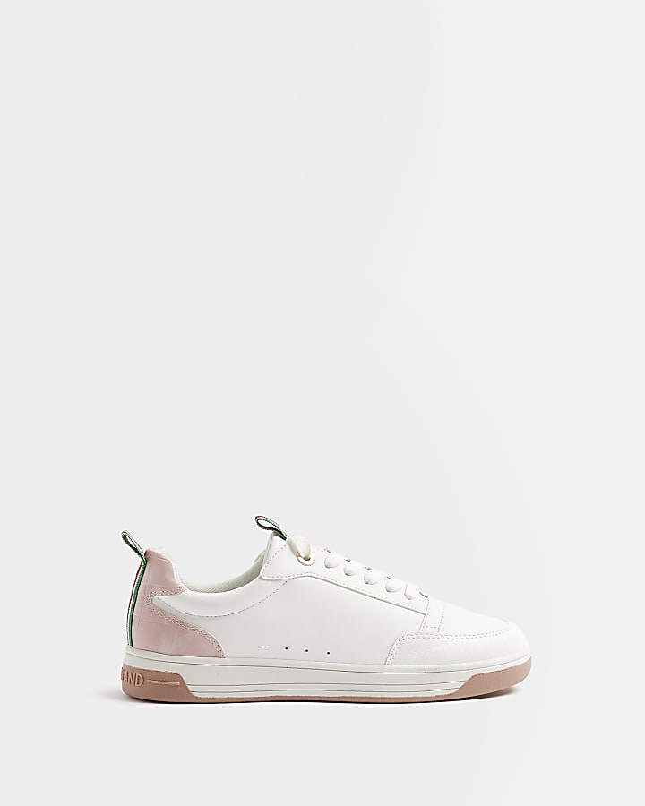 White plimsole lace up trainers