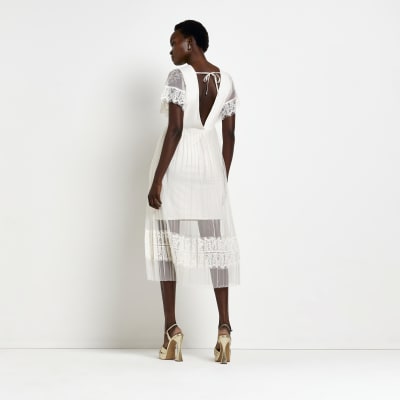 Midi dress shop white lace