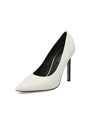 360 degree animation of product White pointed toe skinny heel court shoes frame-0