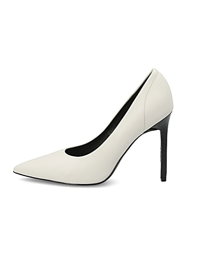 360 degree animation of product White pointed toe skinny heel court shoes frame-3