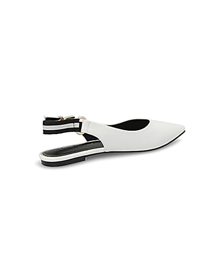 360 degree animation of product White pointed toe sling back flat shoe frame-13