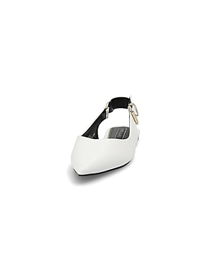 360 degree animation of product White pointed toe sling back flat shoe frame-22