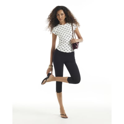 Polka Dot Fitted Rib Tee T Shirt