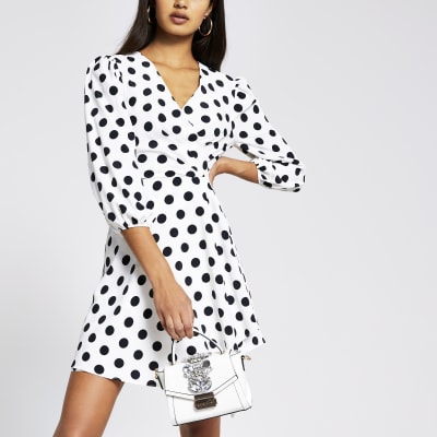 river island black and white polka dot dress