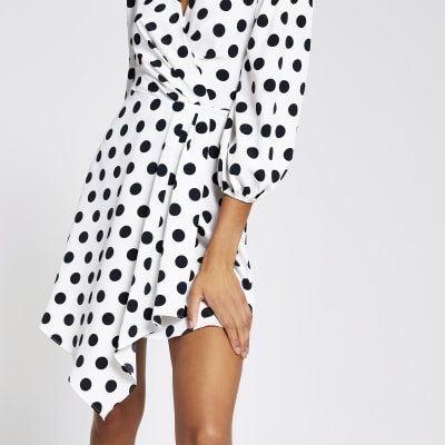 river island black and white polka dot dress