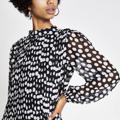 river island black and white pleated dress