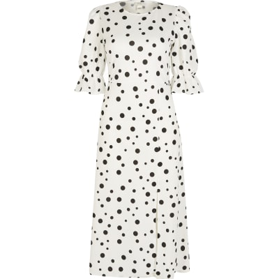 river island black and white polka dot dress