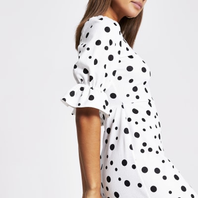 river island black and white polka dot dress