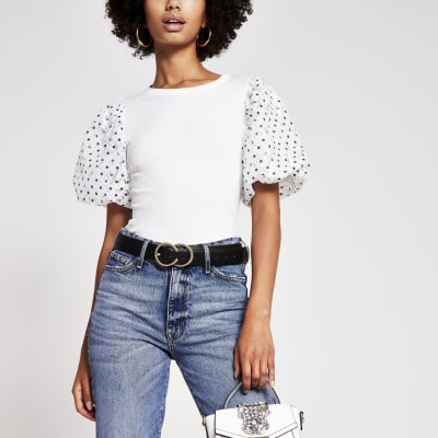 river island polka dot top