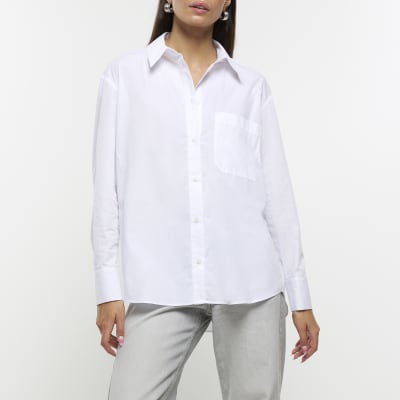 White poplin oversized shirt | River Island