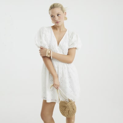White Premium Broderie Mini Dress