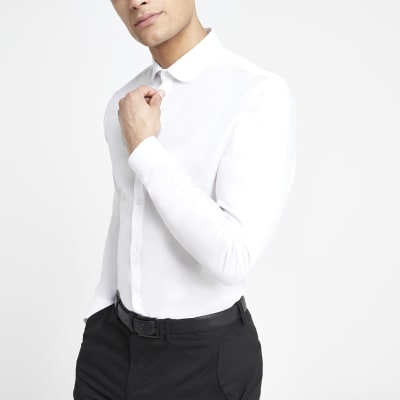 White premium cotton slim fit shirt