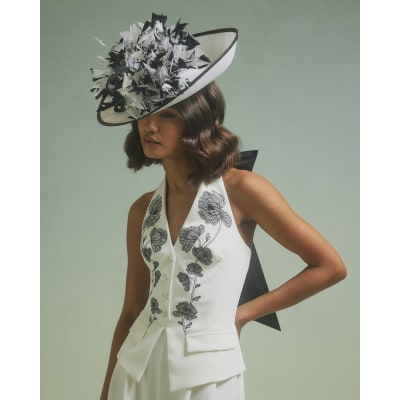 River Island Womens White Premium Eliza Feather Mount Fascinator