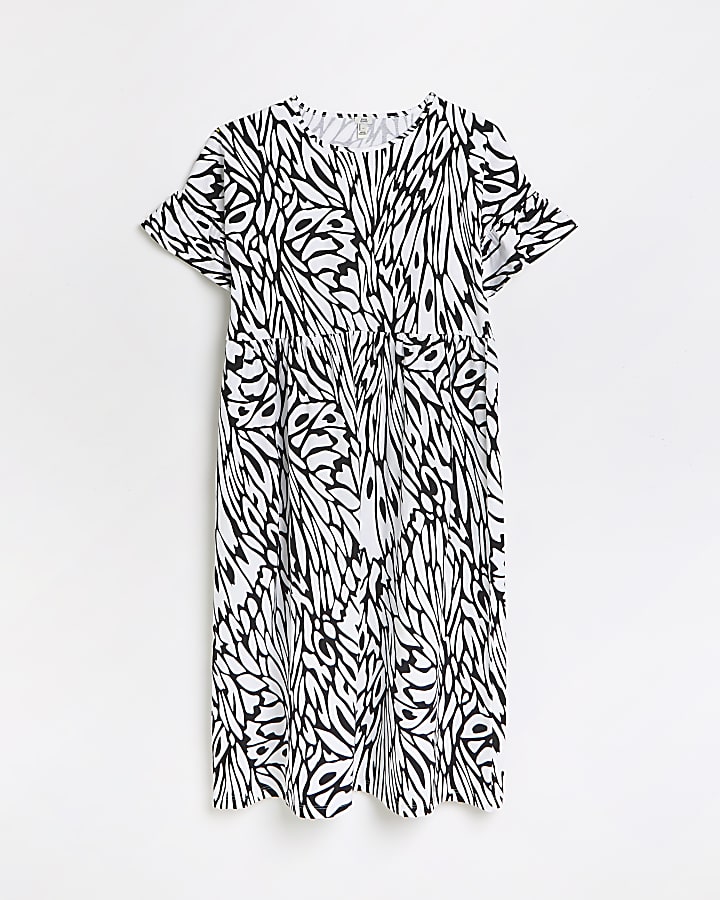 White printed t-shirt midi dress
