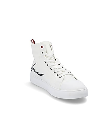 360 degree animation of product White Prolific canvas high top trainers frame-19