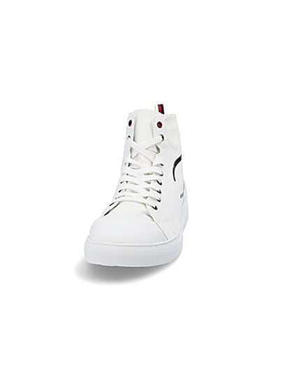 360 degree animation of product White Prolific canvas high top trainers frame-22