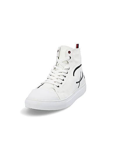 360 degree animation of product White Prolific canvas high top trainers frame-23