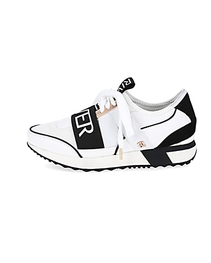 360 degree animation of product White pull on runner trainers frame-3