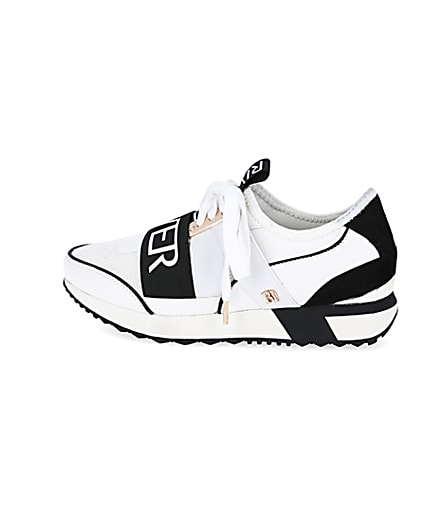 360 degree animation of product White pull on runner trainers frame-4