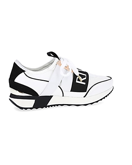 360 degree animation of product White pull on runner trainers frame-14