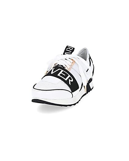 360 degree animation of product White pull on runner trainers frame-23