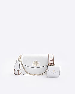 White quilted cross body bag