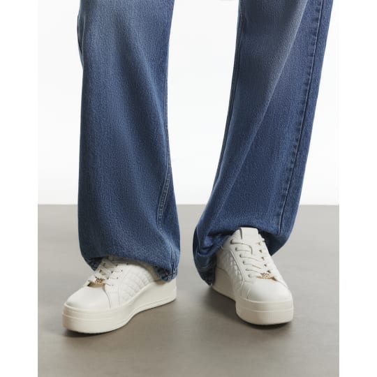 River Island White Quilted Lace Up Trainers