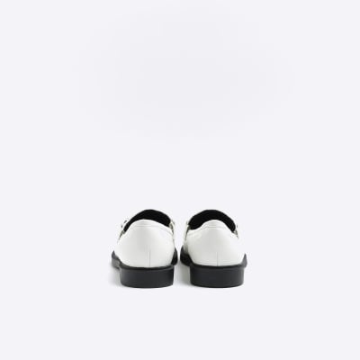 White quilted loafers