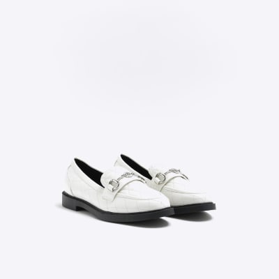 White quilted loafers | River Island