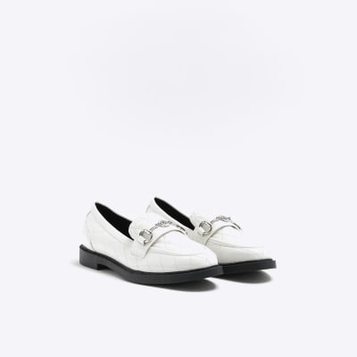 White quilted loafers River Island