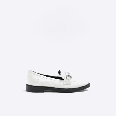 White quilted loafers