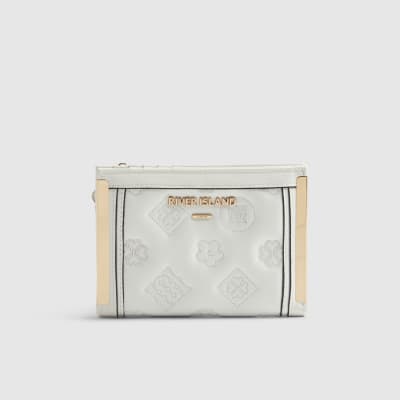 White Quilted Monogram Medium Foldout Purse