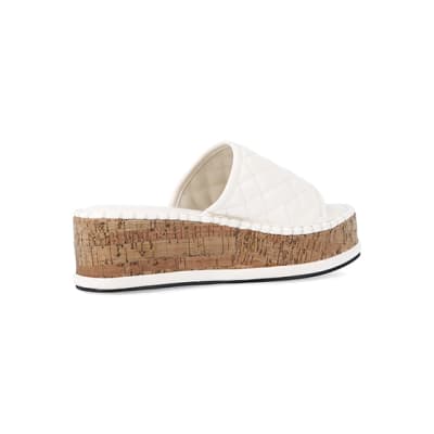 360 degree animation of product White quilted platform sandals frame-13