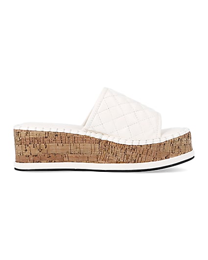 360 degree animation of product White quilted platform sandals frame-15