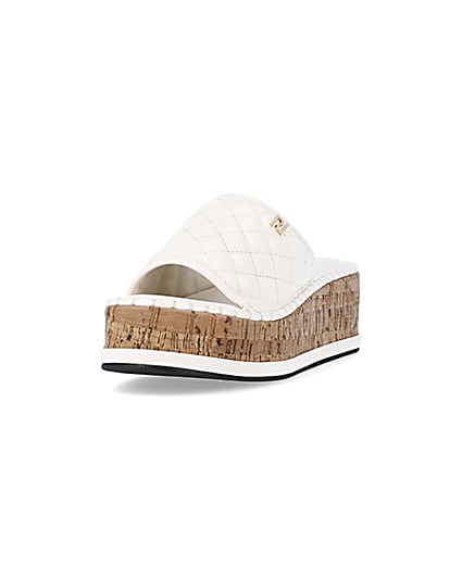 360 degree animation of product White quilted platform sandals frame-23