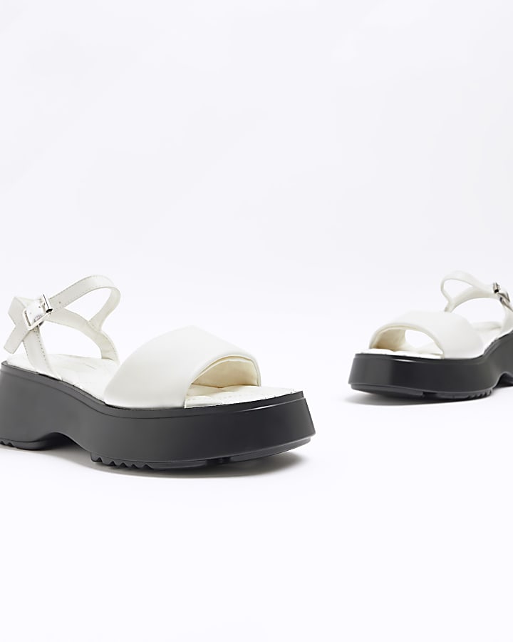 White quilted platform sandals