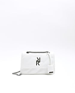 White quilted pu shoulder bag