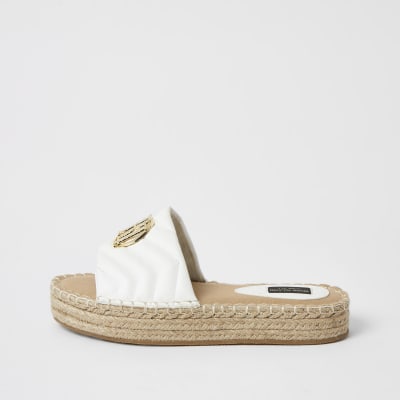 river island white sandals