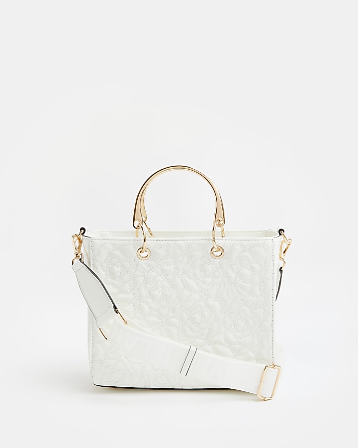 White quilted tote bag