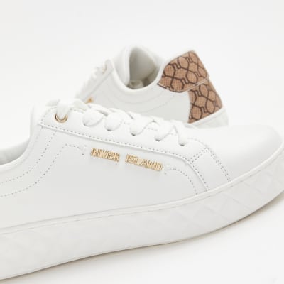 White quilted trainers | River Island