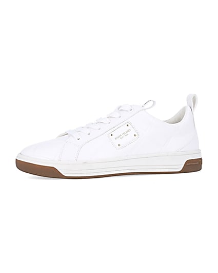 360 degree animation of product White quilted trainers frame-2