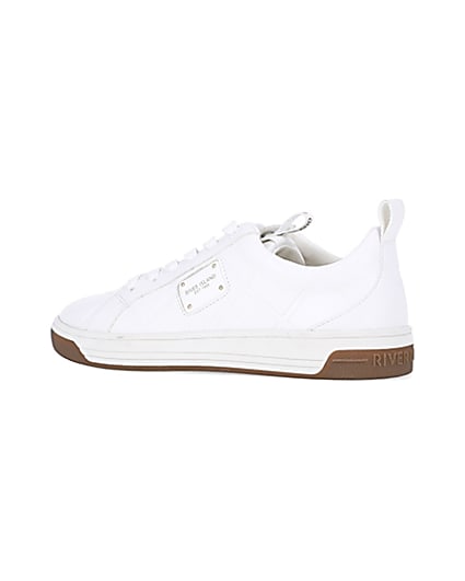 360 degree animation of product White quilted trainers frame-5