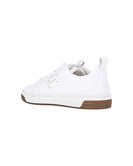 360 degree animation of product White quilted trainers frame-6