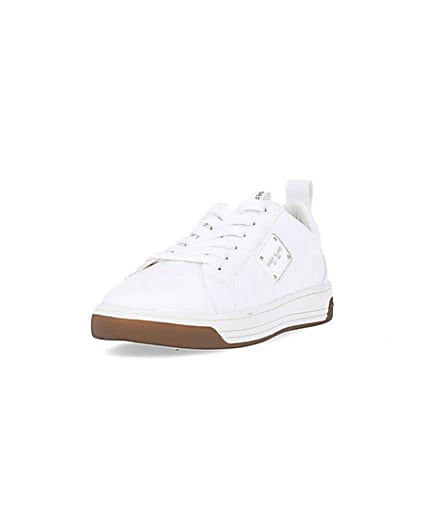 360 degree animation of product White quilted trainers frame-23